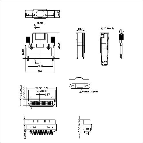 1.27mm Series Shielded Backshell Kits 36P Str 1.27mm Series Shielded Backshell Kits 36P Str