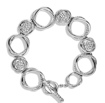 David Yurman Silver Pave Diamond Linked Infinity Bracelet