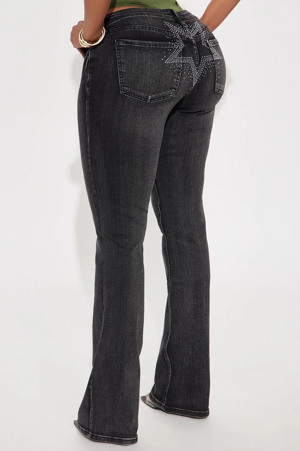 Звездные украшенные джинсы Bootcut - Black Wash1 Star Embellished Bootcut Jeans - Black Wash1