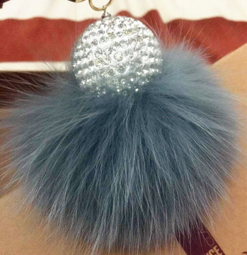 Rhinestone Ball Rabbit Fur Ball Keychain Pom Ball Pendant