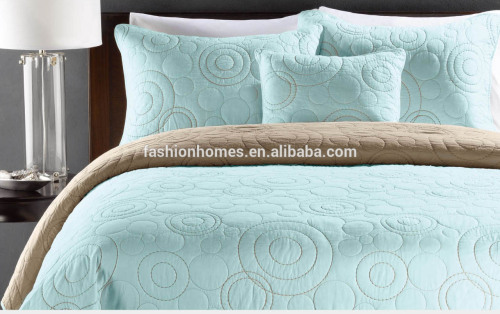 Hot Sell Embroidery Blue Quilt Set, Bedding Set, Embroidery Bedspreads