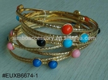 2016 hot new wire multi bangle with rhinestones,multi bracelet,stones bangle,bangle jewelry set