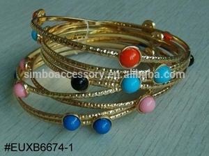 2016 hot new wire multi bangle with rhinestones,multi bracelet,stones bangle,bangle jewelry set