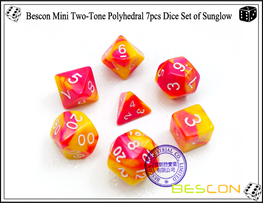 Bescon Mini Zweifarbige Vielflächige 7er Würfel Set von Sunglow-1 Bescon Mini Two-Tone Polyhedral 7pcs Dice Set of Sunglow-1
