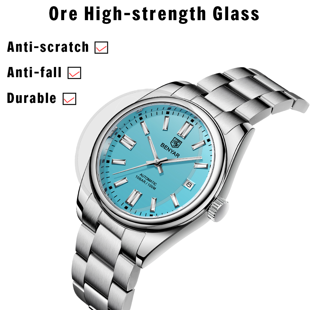 Benyar 5185 Transparent Automatic Mechanical Luminous Waterproof Fashion Casual Luxury Business Men Watches Benyar 5121