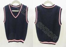 Fashion Autumn Cotton V Neck Sweaters , Black Sleeveless Ve