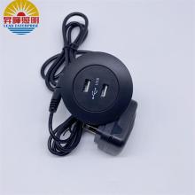Round Dark USB Socket with Multiple USB Ports and Indicator Light