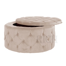 Round Velvet Storage Ottoman Footstool