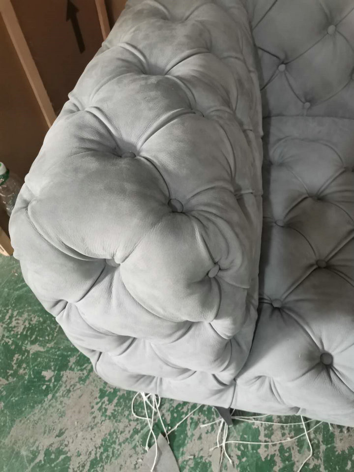 Modern home Hotel Furniture Luxury Design Sectional Tufted Leather Couch Living Room Chesterfield moon  Sofa Set by leather