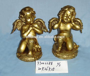 polyresin gold angel,resin bronze colour angel,polystone cherub