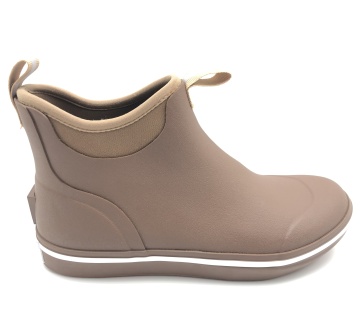 Solid Brown Color Mens Deck Boots, Waterproof Fishing Rain Boots, Anti-Slip Rubber Boots with Breathable Neoprene Lining