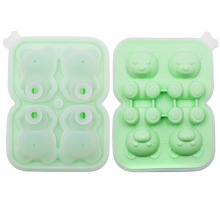 Manjia 4 Cavity Bear Mold Silicone Ice Cube Mold Set: Cute Bear Shape Kids Ice Cube Trays