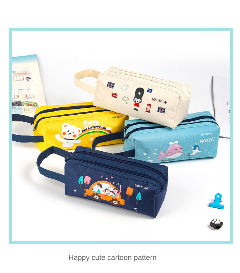 Pencil Case Simple Large-capacity Customized Portable Zipper Portable Stationery Bag for Primary School Students