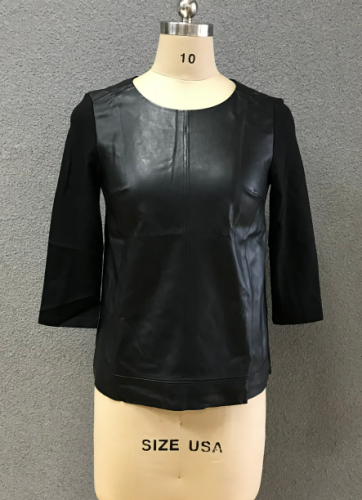 women`s black pu top