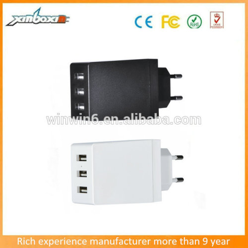 CE 5V 6A EU Plug Multi Cell Phone Charger with 3 USB Ports Wall Charger Adapter