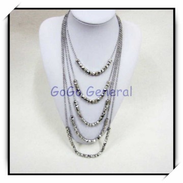 Beaded Layers Chains Large Costume Jewelry Necklace