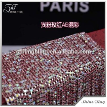 New style Wholesale Rose AB Mixed Crystal Empty Roll Rhinestone Cup Chain