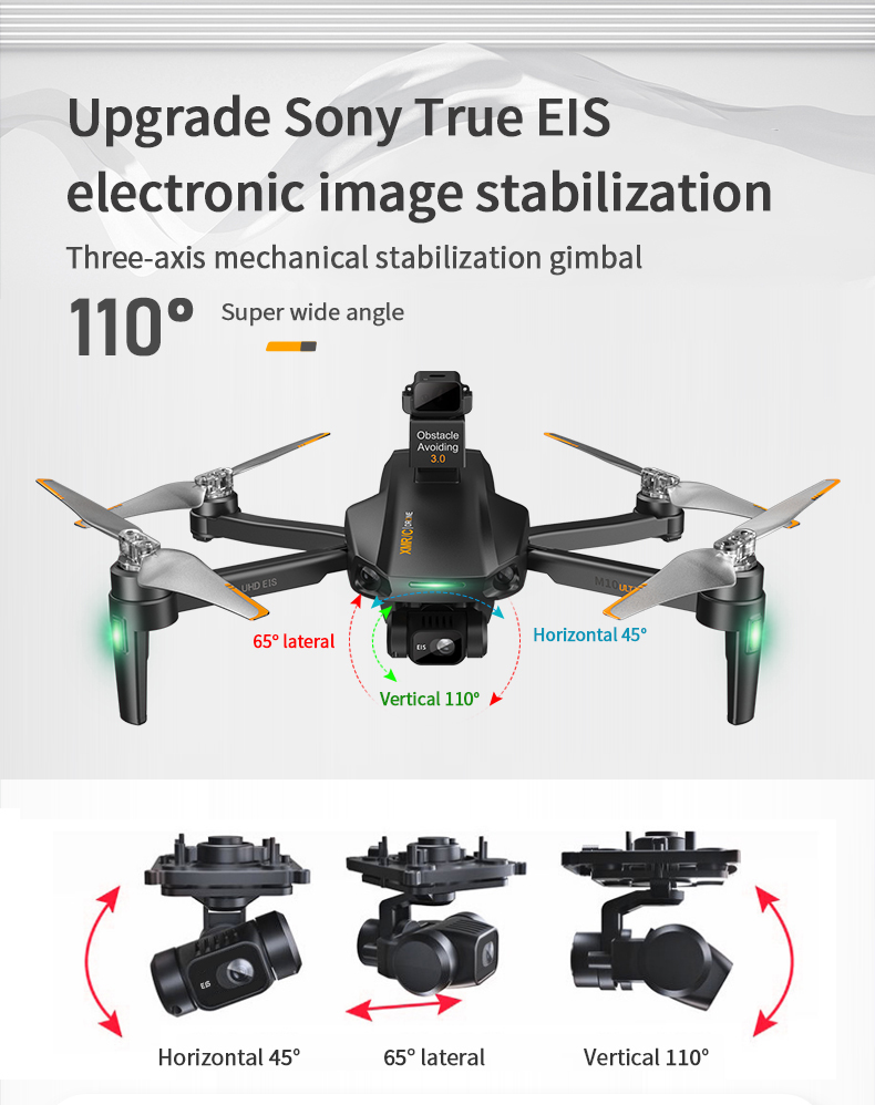M10 PRO Drone 4K GPS 3-Axis EIS 5G Wifi Quadcopter 5KM Distance 800M Height Brushless Profesional Dron RC Helicopter Plane