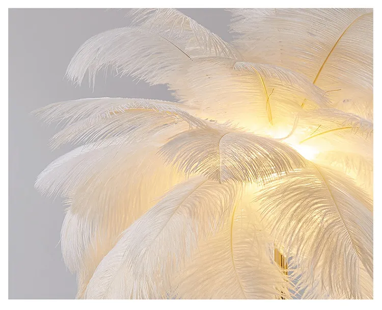 Modern Luxury Ostrich Feather LED Lamp for Elegant Bedrooms