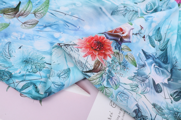 Custom pattern dyed poplin 100% viscose rayon digital print Floral printed fabric