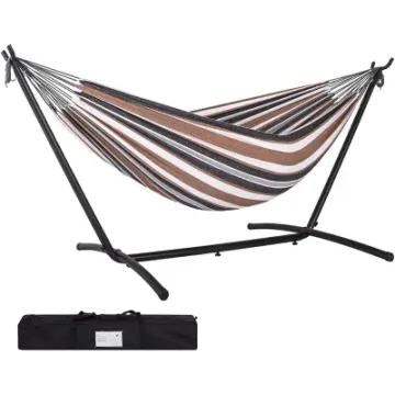 Portable Folding Cotton Canvas Camping Hammock Swing with Stand