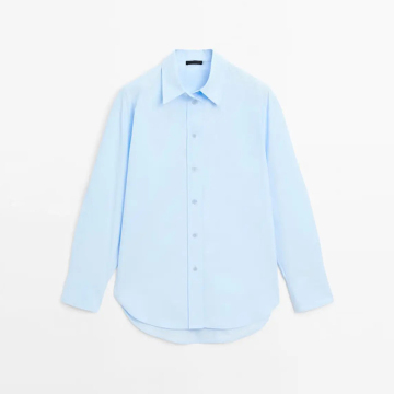 Women's urban minimalist commuting style pure cotton poplin shirt