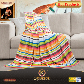 Rainbow striped blankets and printing blankets with Korean style.