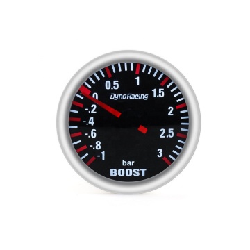 2'52MM 3 BAR Mechanical White LED Boost Gauge with Smoke Lens and Boost Sensor