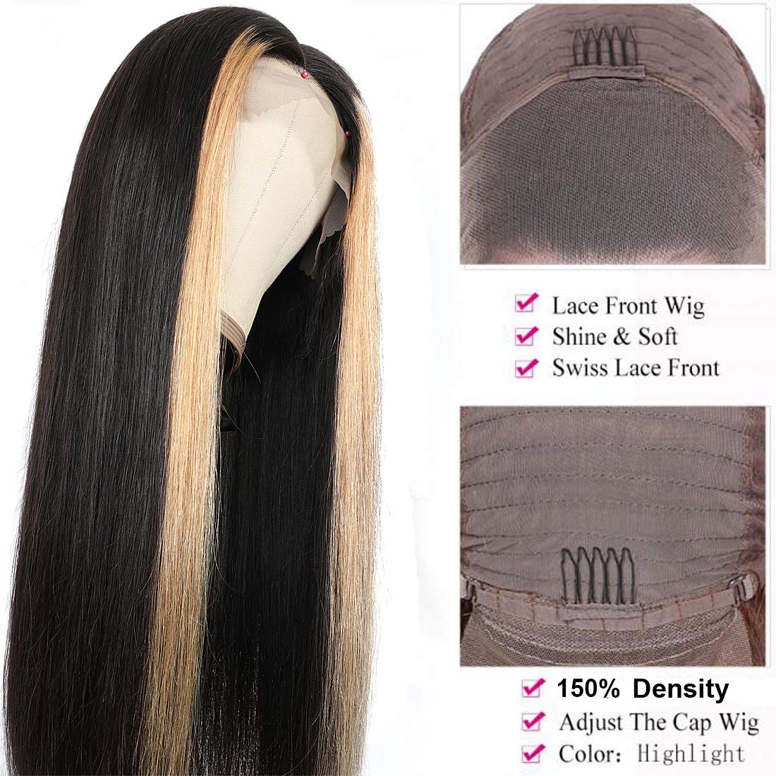 China Xuchang Indian Straight Human Hair Wigs Pre Colored Highlight, High Quality Good Reviews Indian Hair Lace Front Wigs