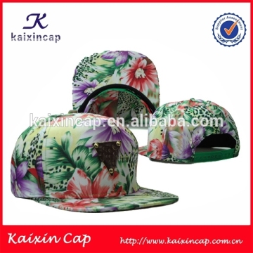 floral print metal logo Snapback hat