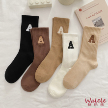 Stylish Mid-leg Socks Embroidered A-letter