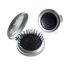Promotional mini foldable plastic human hair makeup brush with mirror