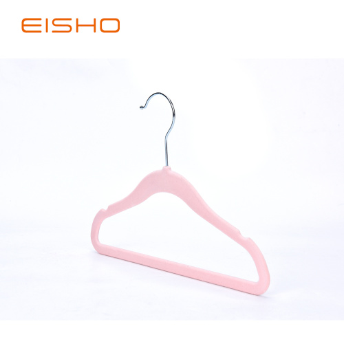 EISHO Pink Velvet Flocked Baby Hangers