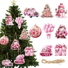 2024 Hot Sale Pink Christmas Tree Accessories & Ornament Gift Tags