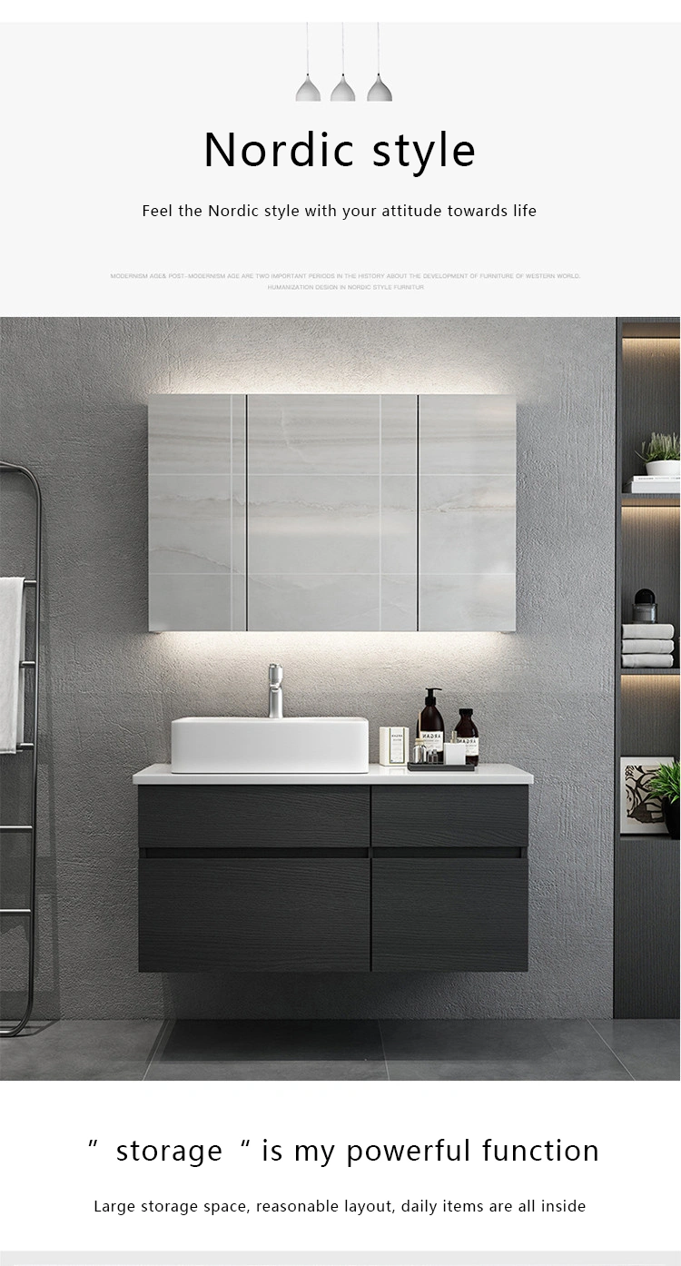 Luxury Style Selections Modern Wall Mounted Wooden Black Bathroom Cabinet