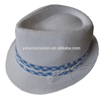Men white color cut & sewn fabric hats, SP16 fedora hats, fashion hats