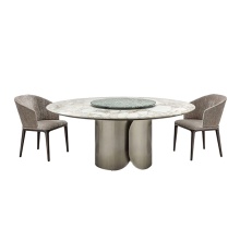 Modern design golden metal stone marble dining tables