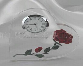 3D Laser Etched Heart Shape Crystal Table Clock
