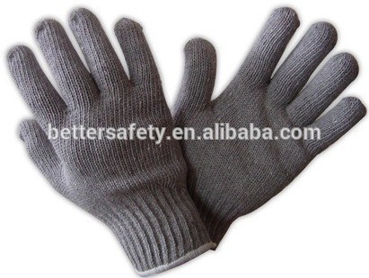 7-Guage gray poly cotton Yarn Knitted Safety Work Gloves