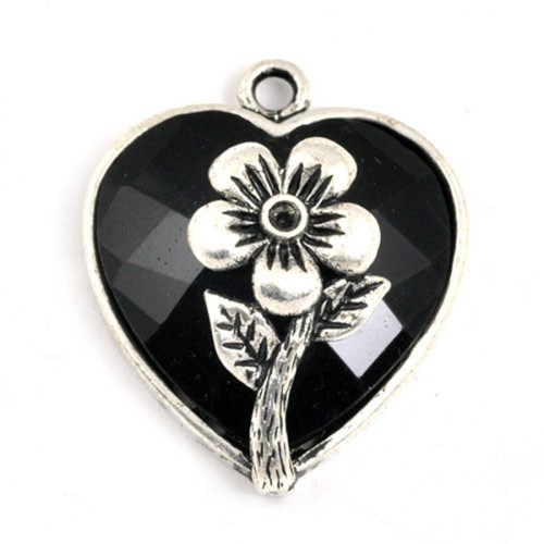 Pendant, Fashion Jewellery Heart Zircon Antique Silver Pendant, Pendant Jewelry Findings Metal p5844