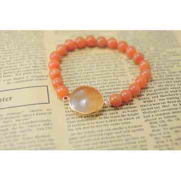 Red Aventurine Bracelet with Agate Pendant Gemstone jewelry