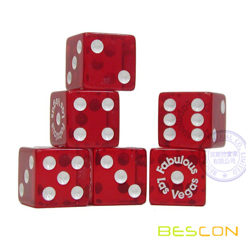 Red Transparent 19MM Trademark Acrylic Dice with Custom Printing or Engraving
