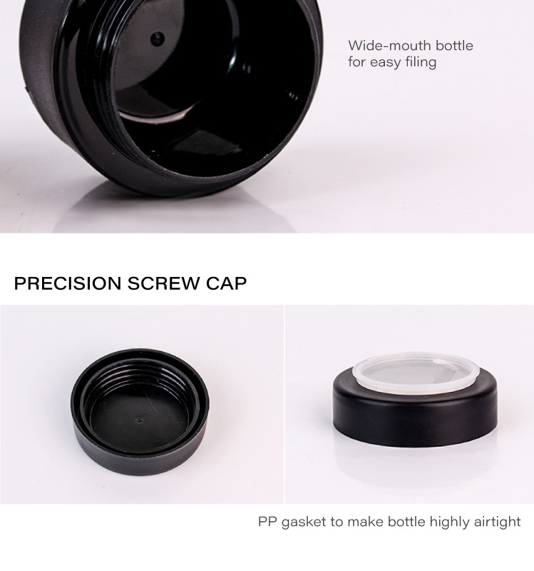 50ml black Round Cosmetic Container PET Plastic Jar