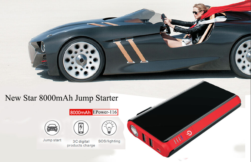 CARKU Newest New Multifunction quick charge lithium powerbank jumper car 8000mAh