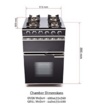 4 Burner Glass Gas Cooking Range Oven