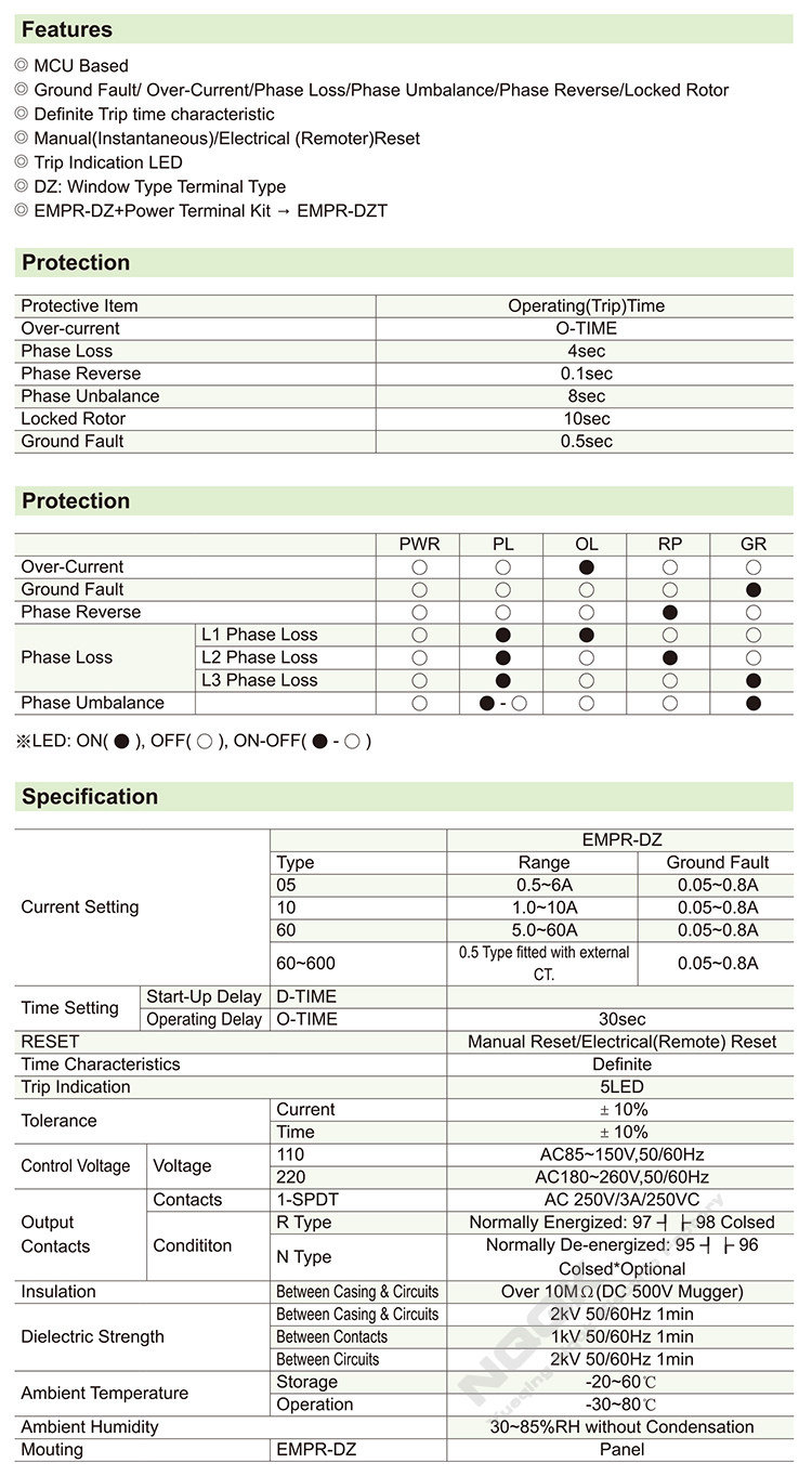 EOCR-DZ EMPR-DZ Electric Ground Fault Relay