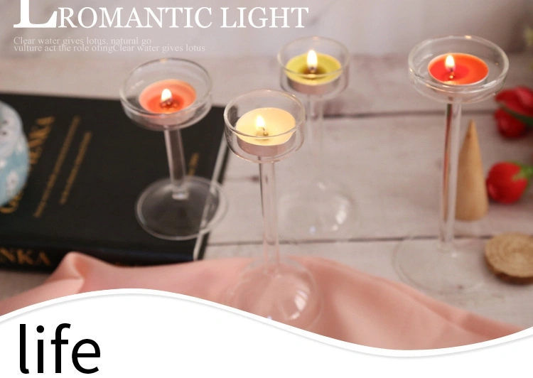 Golden Candlestick Glass Romantic Candlelight Dinner Props Simple Modern European Candle Holder Glass for Home Decor