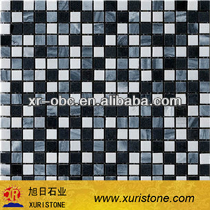 natural black and white marble mosaic floor tile