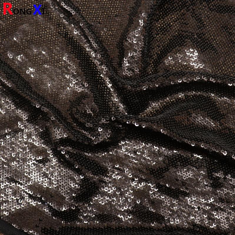 RXF1258 Hot Selling 3Mm Black Sequin Fabric With Low Price
