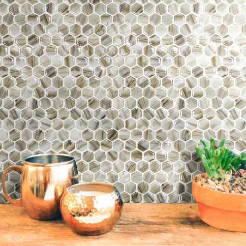 Hexagon Mosaïque Mosaïque Art Murrou Brun Backsplash Tiles